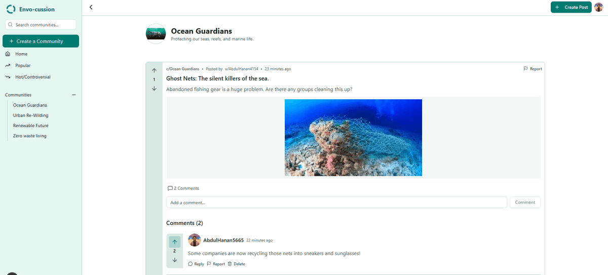 EnvoCussion - AI-Moderated Community Forum screenshot 1